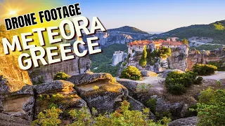 The Hanging monasteries in Meteora Greece/  Drone footage