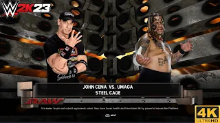 FULL MATCH — JOHN CENA VS UMAGA — STEEL CAGE MATCH: RAW  [ PC UHD 4K 60FPS ]