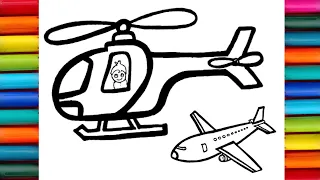 Helicopter Drawing, Colouring and Painting for kids & toddlers | Let's Draw, Together 🚁