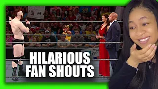 wwe reaction | 20 Minutes Of Hilarious Fan Shouts At Wrestling Shows