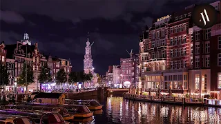 Relaxing Night Walk in Amsterdam, Binaural, City Sounds