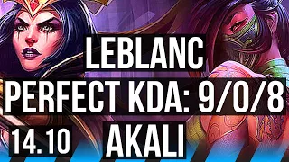 LEBLANC vs AKALI (MID) | 9/0/8, Legendary | EUW Diamond | 14.10