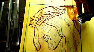 |Wood carving jesus with crown of thorns|UP wood art|