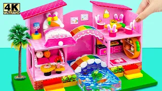 Build Summer Pink House with Mini Aquarium, 2 Rainbow Bridge from Cardboard  ❤️ DIY Miniature House