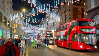 Central London Walk 🌟 Leicester Square to Oxford Street at Christmas in 4K HDR