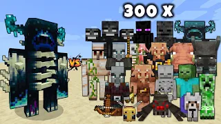 Ultra Warden (Warden Evolution) vs 300 of Every Minecraft Mobs - Minecraft Mob Battle