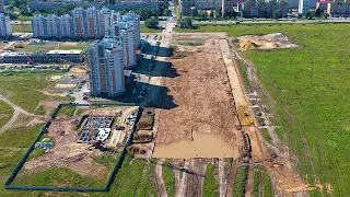 Строительство бульвара 75-летия Победы в Медведево | Июль 2022 г. | Республика Марий Эл