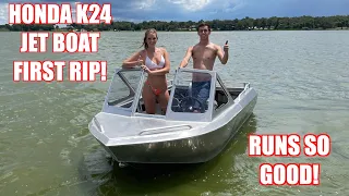 First Drive In Our K-Swapped Mini Jet Boat!