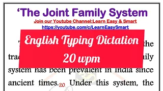 @20 wpm English typing dictation for beginners || The Joint family System || Typing audio dictation