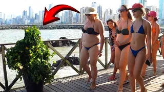 WOW😱 THESE FEMALE REACTIONS ARE INSANE😱 COMPILATION WITH THE BEST OF BUSHMAN PRANK 2024 ON THE BEACH