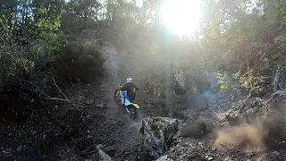 Sur Ron Ultra Bee following the KTM and Husky 300's through some hard enduro stuff