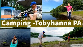 Tent Camping at Tobyhanna State Park Poconos PA 🛶⛺🤠🐕