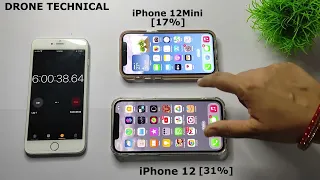 iOS16 iPhone12 vs iPhone 12 Mini Battery Drain Test [100-0%]