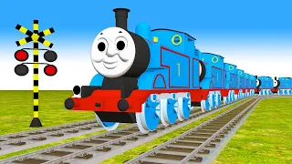 踏切アニメ】あぶない電車 Longest Thomas TRAINS 🚦 Fumikiri 3D Railroad Crossing Animation
