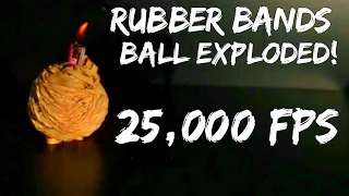 Rubber Bands Ball Exploded at 25,000 fps!! - Slow Mo Lab
