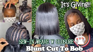 Sew In Bundles W HD Lace Closure!🤟🏽 Silky Hair Blunt Cut To Bob Length Ft. #ULAHAIR Review