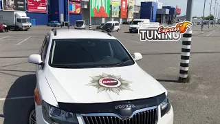 Мухобойка на капот Шкода Суперб 2 рестайл / Дефлектор капота Skoda Superb 2 FL / Бренд VIP Tuning