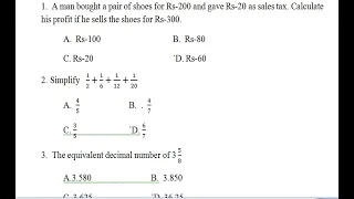 Jawahar Navodaya Vidyalaya Class 6th model paper-  2021 | Math Part 18- Jawahar navodaya entrance