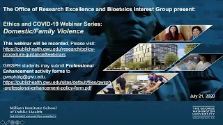 Bioethics Interest Group COVID-19 Webinar Series: Domestic/Family Violence