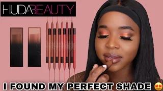 NEW HUDA BEAUTY POWER BULLET CREAM GLOW LIPSTICKS ON DARK SKIN + LIP CONTOUR 2.0