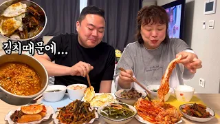 집밥먹방) 김치 때문에 라면끓이고 비빔밥까지 폭식한날!! 열무김치로 비빔밥은 못참지!! | Home meal (Kimchi, Radish Kimchi) Mukbang