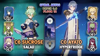 C6 Sucrose Salad & C0 Ayato Hyperfridge | Spiral Abyss 3.6 Floor 12 - Genshin Impact