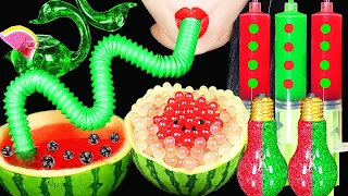 ASMR DRINKING SOUNDS 신기한 물 먹방 POP TUBE, EDIBLE FROG EGGS WATERMELON JELLO SHOOTER BOBA EATING SOUNDS