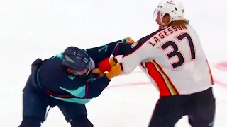 Brandon Tanev William Lagesson Fight (FULL CLIP) Kraken vs Ducks | NHL Highlights