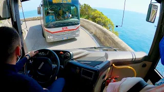 Narrow drive in cliff, Italy 4K