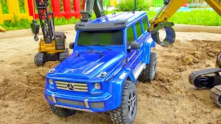 Funny Story with Car Toys Excavator Monster Truck Toy Activity