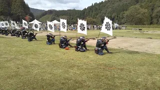 吉川戦国まつり(北広島町・吉川元春館跡)　岩国藩鉄砲隊演武　2019年10月20日