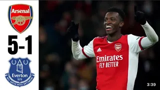 Arsenal vs Everton 5-1 - Martinelli penalty goal, Nketiah goal, Odegaard goal, Gabriel & Cedric Goal