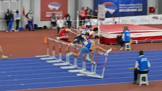 60 m Hurdles Men Final Heat 2 Christos ROUMTSIOS  7.82 Balkan U20 Indoor Championships Belgrade 2022