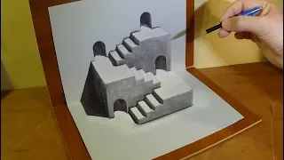 Drawing 3D Stairs Illusion - Trick Art on Paper - Vamos