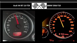 Audi A4 B7 2.0 TDI VS. BMW 530d F10 - Acceleration 0-100km/h