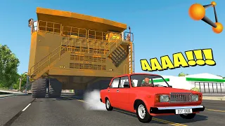 ОН ПРЕВРАЩАЕТ В БЛИНЧИК! ГОНКИ С БЕЛАЗОМ НАСМЕРТЬ! - BeamNG.drive Multiplayer