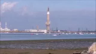 Grain Power Station Chimney Demolished   with Reverse AND Slow-mo