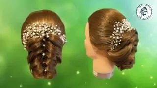 Нежная прическа на свадьбу, выпускной, на вечерНairstyle for a wedding, еvening