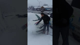 Winter steam car wash