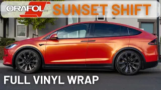 Orafol Gloss Sunset Shift Vinyl Wrap on Tesla Model X