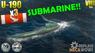 SUBMARINE U-190 3 Kills & 51k Damage | World of Warships Gameplay 4k