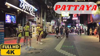 [4K] Pattaya Walking Street To Beach Road Night Scenes - July 2022