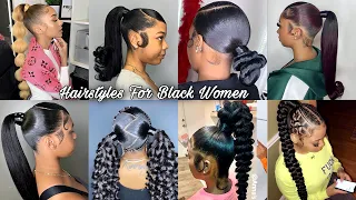 New & Latest Sleek Ponytail With Weave Hairstyles For Black Women | Cute