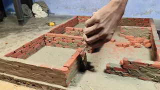 Wow amazing! Dream house model brick work miniature model building red bricks leaing process