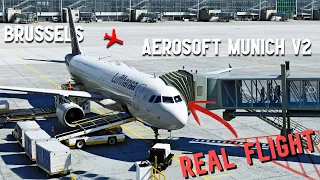 Real world Lufthansa A320 Full Flight in MSFS | Brussels to Munich | Vatsim