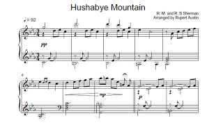 Hushabye Mountain. Arranged for solo piano, with music sheet.