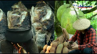 COOKING HEALTHY | PAPAYA SOUP | GRILLED FISH WITH TAMARIND SAUCE & SHRIMP PASTE | HARVESTING FRUITS