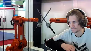 xQc Reacts To ABB Robots Katana Fight