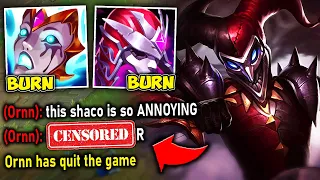 I COPIED PINK WARD'S SHACO TOP BUILD AND MADE ORNN RAGE QUIT - League of Legends