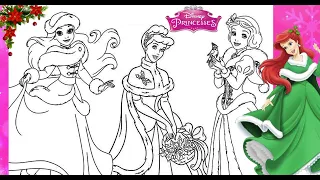 Disney PRINCESS TOGETHER Coloring Compilation CHRISTMAS Princesses ARIEL CINDERELLA & SNOW WHITE